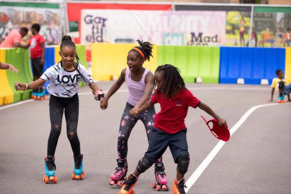 Youth skating at new skate park